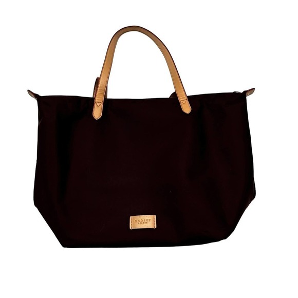 Radley Canvas Tote Bag Leather Trim Burgundy - Picture 1 of 4